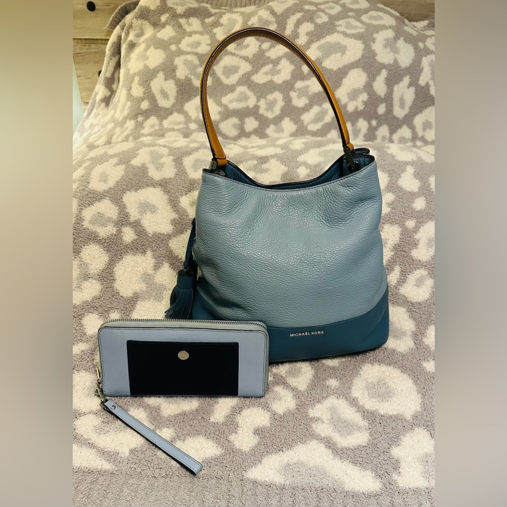 Michael Kors handbag in two tone blue with two straps